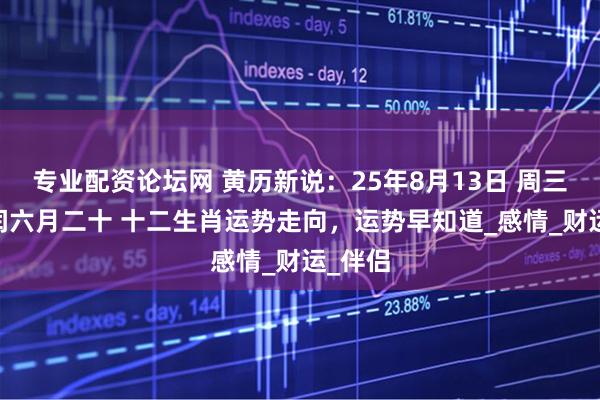 专业配资论坛网 黄历新说：25年8月13日 周三 农历闰六月二十 十二生肖运势走向，运势早知道_感情_财运_伴侣